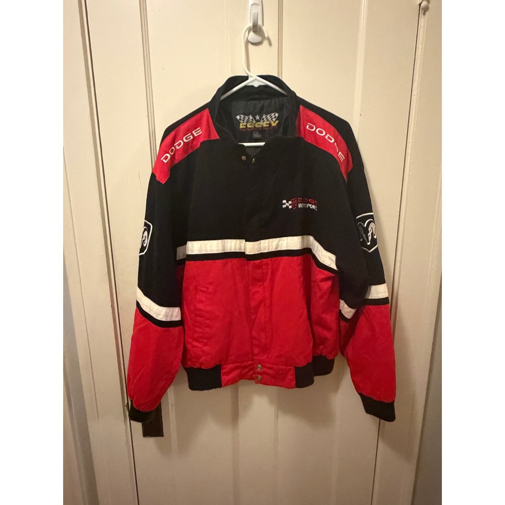 Vintage Essex Dodge Motorsports NASCAR Racing Jacket Red Black Cotton Twill M